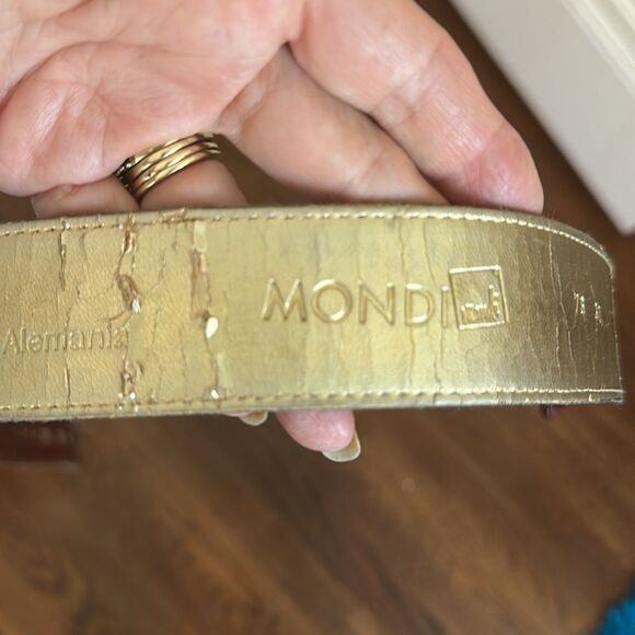 Vintage 80s Mondi Brown Wide Leather Belt with Crocodile Embossed Texture - Picture 3 of 7